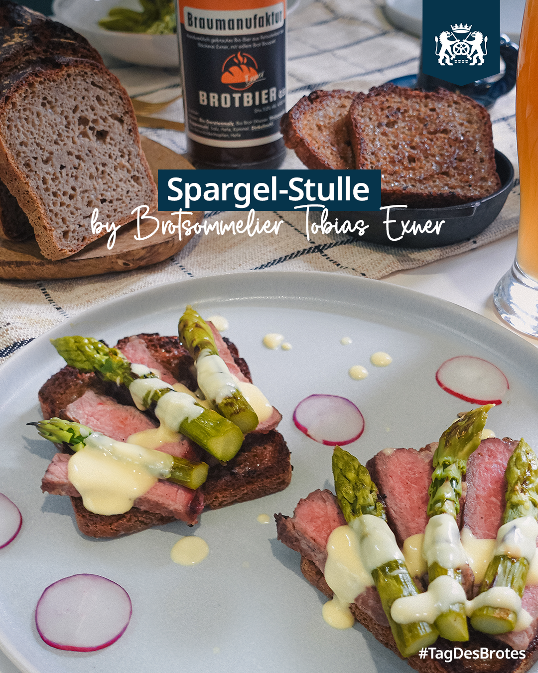 Spargel-Stulle mit Roggenbrot, Roastbeef & Hollandaise