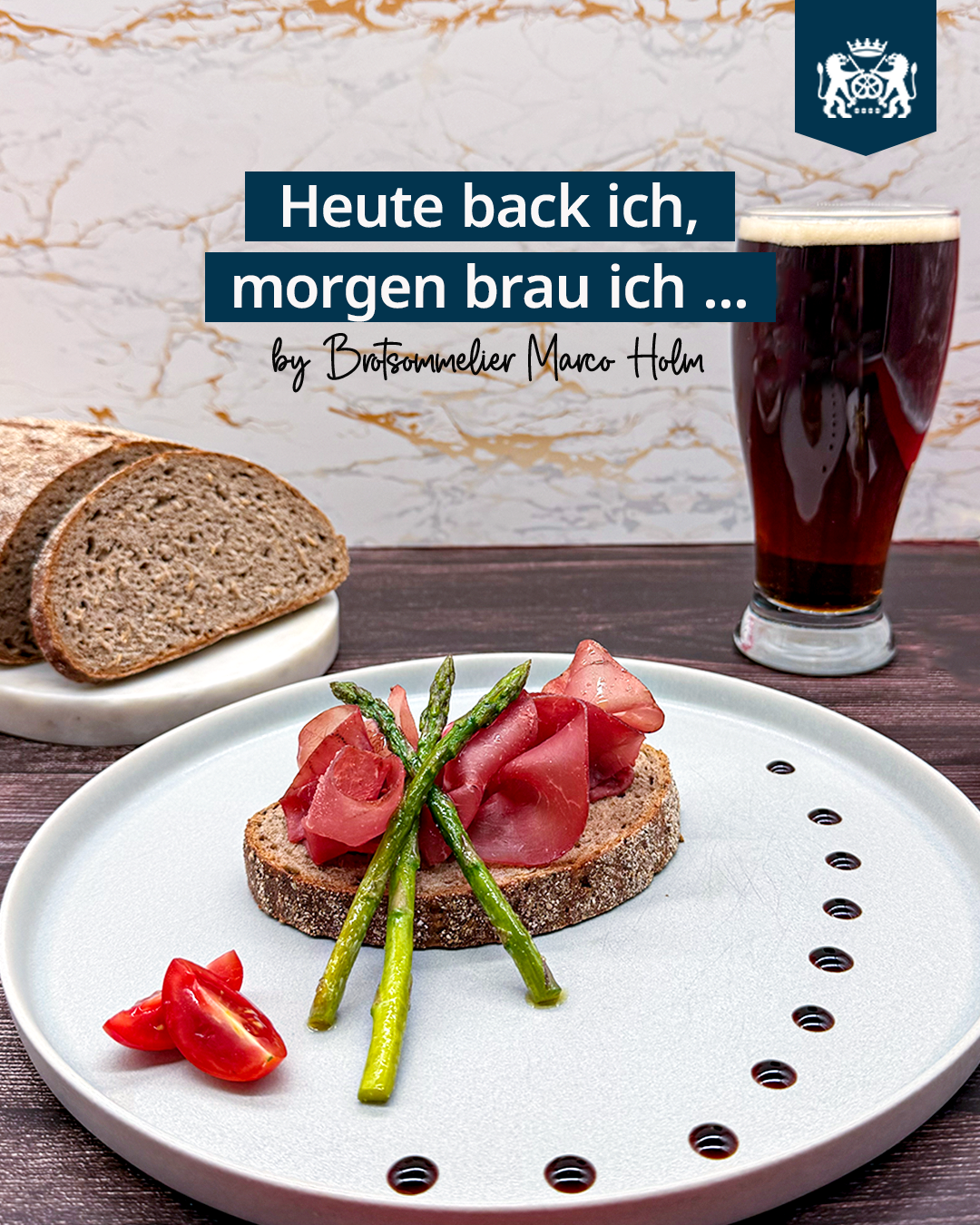 Brauer-Laib mit Schwarzwälder Schinken und grünem Spargel