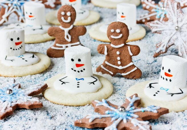 Christmas Cookies – melting snowman, gingerbread man, snowflake